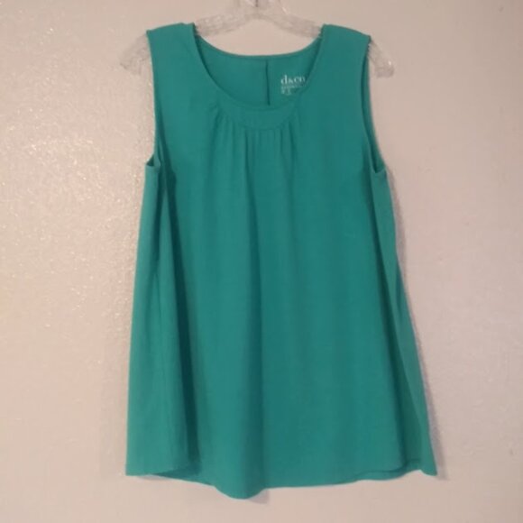 Denim & CO women's size M turquoise blue sleeveless blouse - Picture 1 of 12